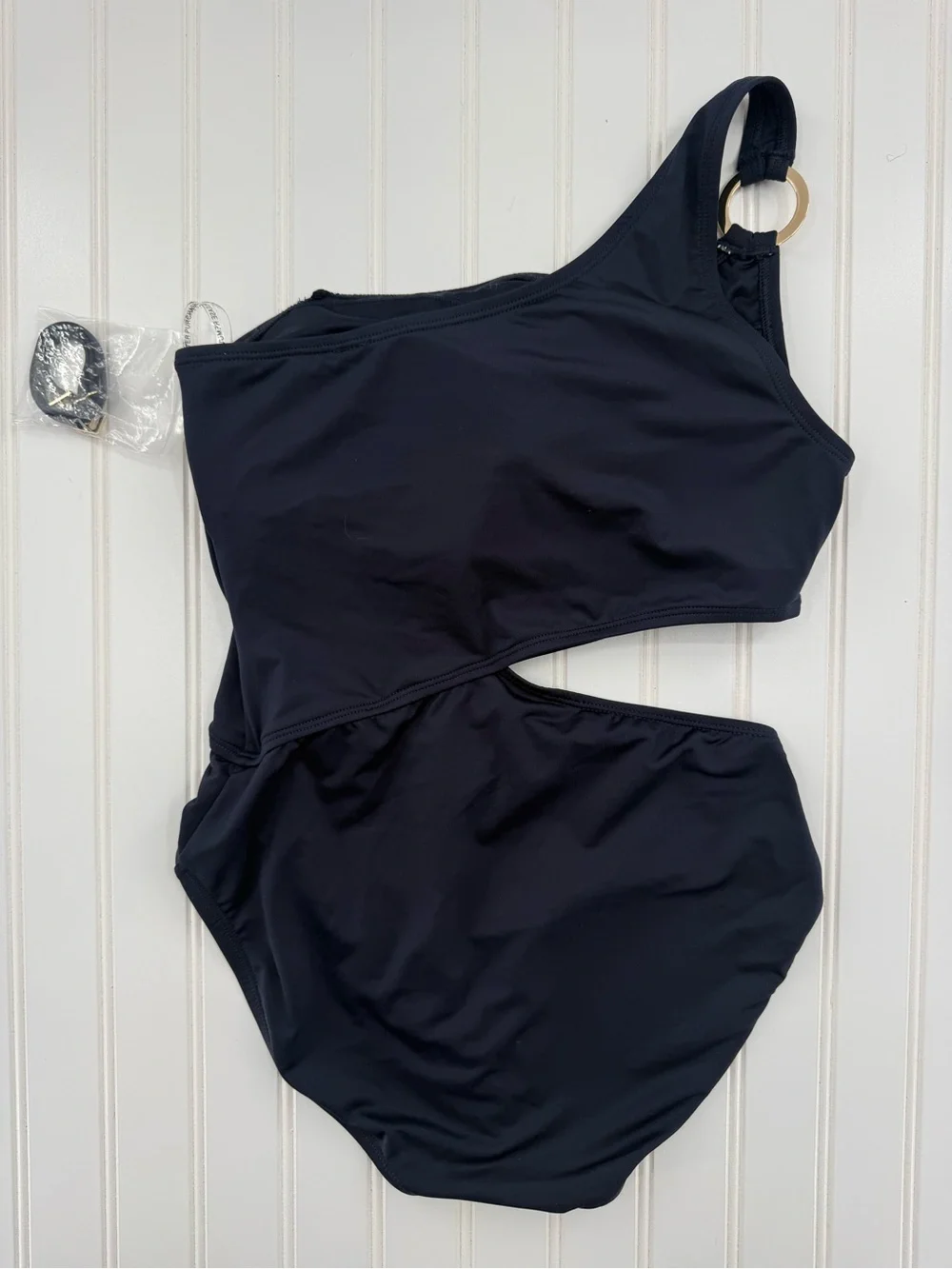 NWOT Michael Kors Navy Blue One Shoulder O-Ring Cut-Out One Piece Swimsuit 10 - Picture 7 of 10